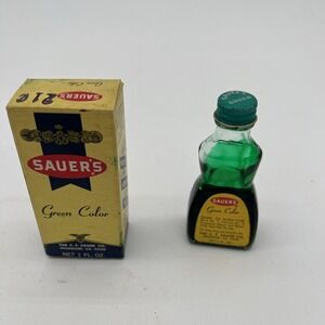 Vintage Sauer's Green Color Bottle In Original Box